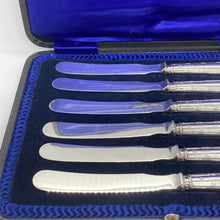 Load image into Gallery viewer, Boxed Set Of Silver Handled Butter Knives Sheffield 1915
