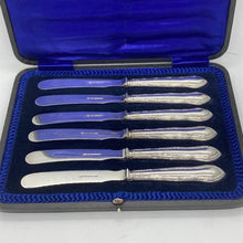 Load image into Gallery viewer, Boxed Set Of Silver Handled Butter Knives Sheffield 1915
