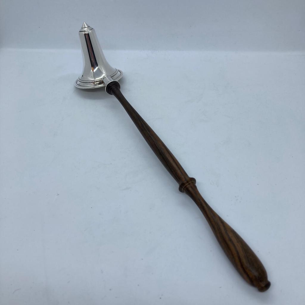 Large Hallmarked Silver Candle Snuffer With Turned Wooden Handle