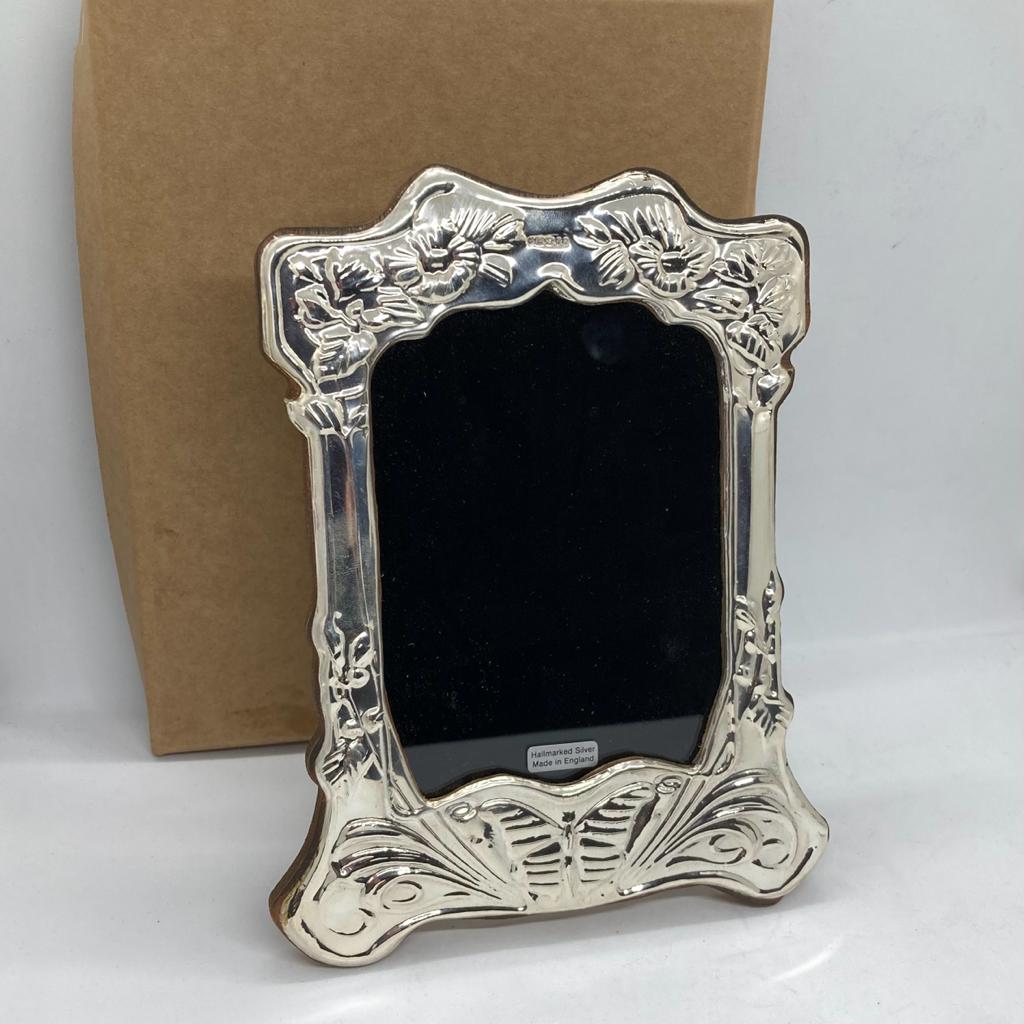 Art Nouveau Style Silver Photograph Frame With Butterfly