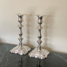 Load image into Gallery viewer, Pair Of Elizabeth II Silver Three Branch Candelabras Sheffield 1966
