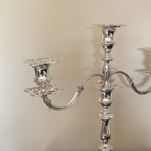 Load image into Gallery viewer, Pair Of Elizabeth II Silver Three Branch Candelabras Sheffield 1966
