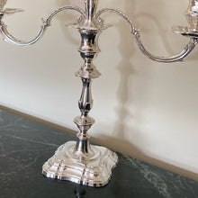 Load image into Gallery viewer, Pair Of Elizabeth II Silver Three Branch Candelabras Sheffield 1966
