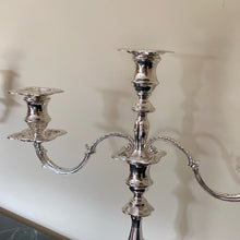 Load image into Gallery viewer, Pair Of Elizabeth II Silver Three Branch Candelabras Sheffield 1966
