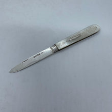 Load image into Gallery viewer, Silver And Mother Of Pearl Fruit Knife Hilliard And Thomason Birmingham 1853
