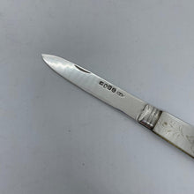 Load image into Gallery viewer, Silver And Mother Of Pearl Fruit Knife Hilliard And Thomason Birmingham 1853
