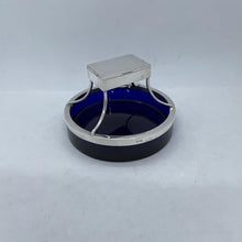 Load image into Gallery viewer, Silver And Bristol Blue Glass Table Vesta / Match Holder
