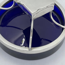 Load image into Gallery viewer, Silver And Bristol Blue Glass Table Vesta / Match Holder
