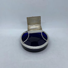 Load image into Gallery viewer, Silver And Bristol Blue Glass Table Vesta / Match Holder
