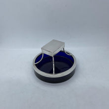 Load image into Gallery viewer, Silver And Bristol Blue Glass Table Vesta / Match Holder
