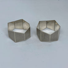 Load image into Gallery viewer, Pair of Art Deco Silver Napkin Rings Birmingham 1921 Unusual Shape And Design.
