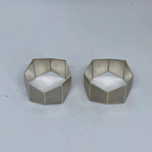 Load image into Gallery viewer, Pair of Art Deco Silver Napkin Rings Birmingham 1921 Unusual Shape And Design.
