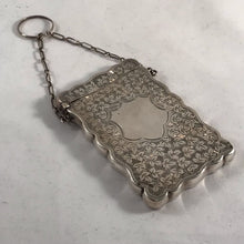 Load image into Gallery viewer, George V Solid Silver Hallmarked Card Case With Finger Chain Joseph Gloster 1913
