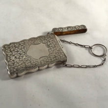 Load image into Gallery viewer, George V Solid Silver Hallmarked Card Case With Finger Chain Joseph Gloster 1913
