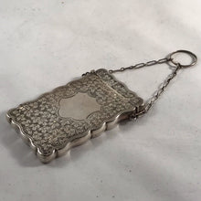 Load image into Gallery viewer, George V Solid Silver Hallmarked Card Case With Finger Chain Joseph Gloster 1913
