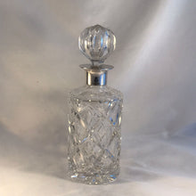 Load image into Gallery viewer, Silver And Cut Glass Decanter Cylindrical Shape Birmingham 1971
