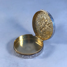 Load image into Gallery viewer, Modern Round Silver Box Embossed With Putti And Cherubs London Import Marks
