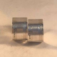 Load image into Gallery viewer, Pair Of Silver Napkin Rings with Striped Pattern and Rectangular Cartouche Birmingham 1944
