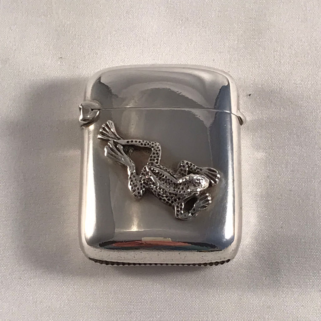 Novelty Edwardian Silver Vesta With Applied Cast Frog Model Chester 1903