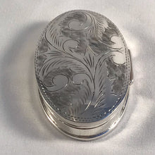 Load image into Gallery viewer, Large Silver Pill Pot With Foliate Decoration Full Import Hallmarks
