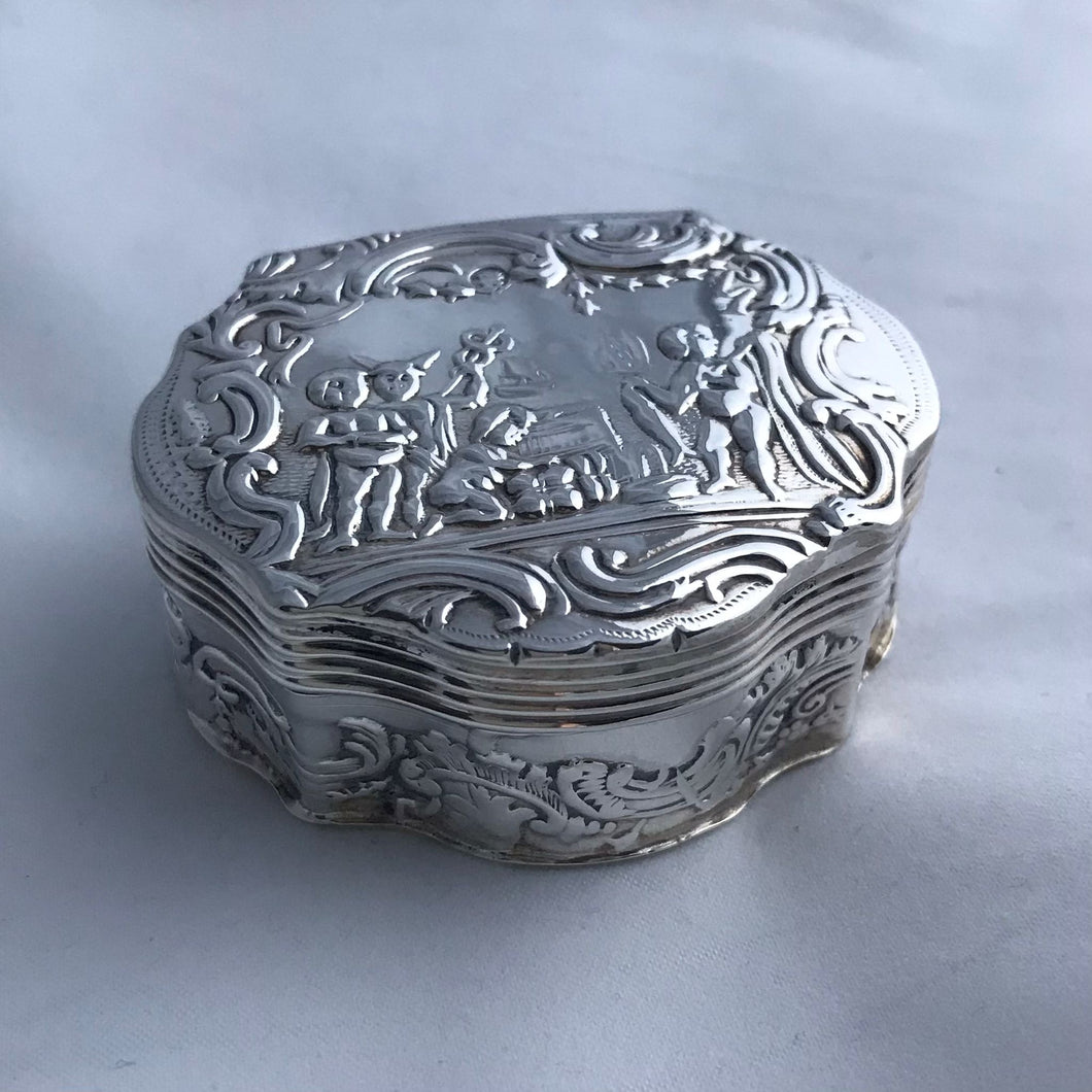 Silver Box Decorated With Putti London Import Marks