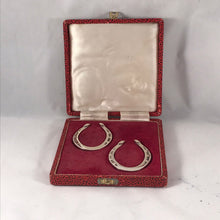 Load image into Gallery viewer, Pair Of Silver Horseshoe Napkin Holders Often Used As Lucky Charms
