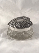 Load image into Gallery viewer, Edwardian Heart Shaped Silver and Glass Trinket Pot
