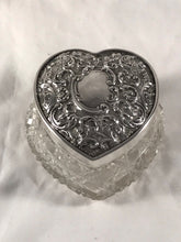 Load image into Gallery viewer, Edwardian Heart Shaped Silver and Glass Trinket Pot
