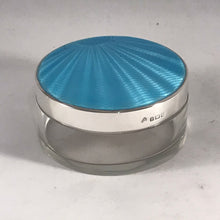 Load image into Gallery viewer, Silver And Enamel Glass Dressing Table Jar Adie Brothers 1935
