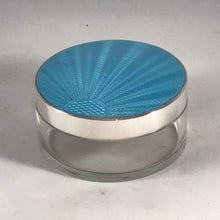 Load image into Gallery viewer, Silver And Enamel Glass Dressing Table Jar Adie Brothers 1935
