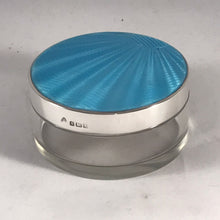 Load image into Gallery viewer, Silver And Enamel Glass Dressing Table Jar Adie Brothers 1935
