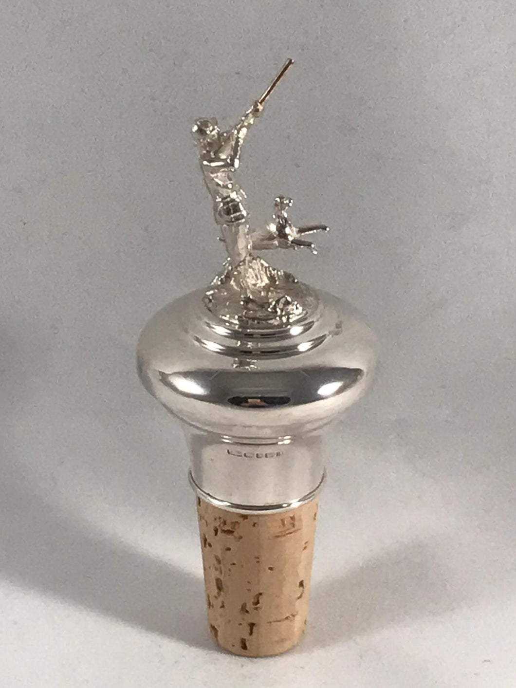 Hallmarked Solid Silver Wine Bottle Stopper - Huntsman And Dog