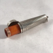 Load image into Gallery viewer, Silver Cheroot Holder Case With Original Amber And Gold Cheroot Holder
