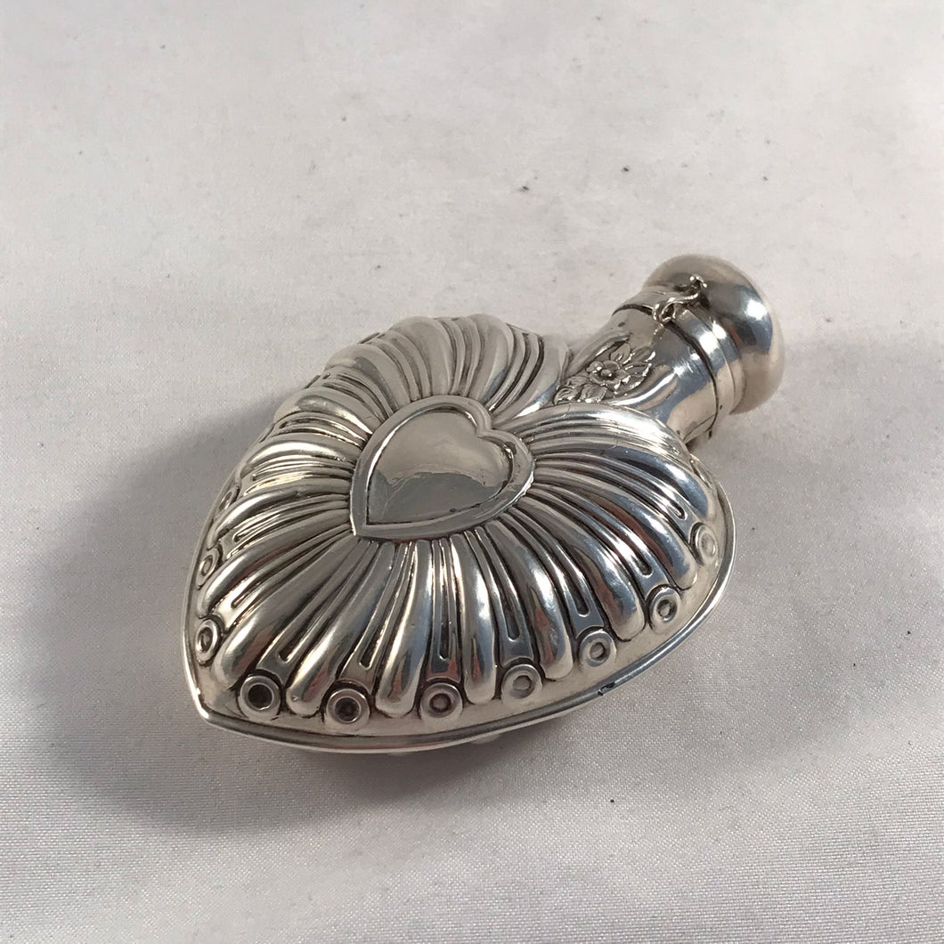 Silver Heart Shaped Scent Bottle William Comyns London 1900