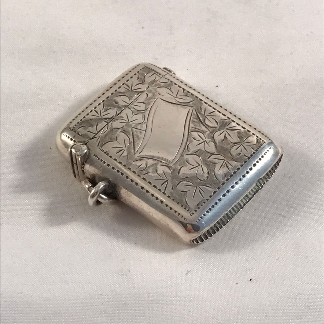 Silver Vesta With Ribbon Shaped Cartouche Birmingham 1900