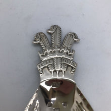 Load image into Gallery viewer, Commemorative Hallmarked Silver Caddy Spoon Sheffield 1981 Prince of Wales Feathers
