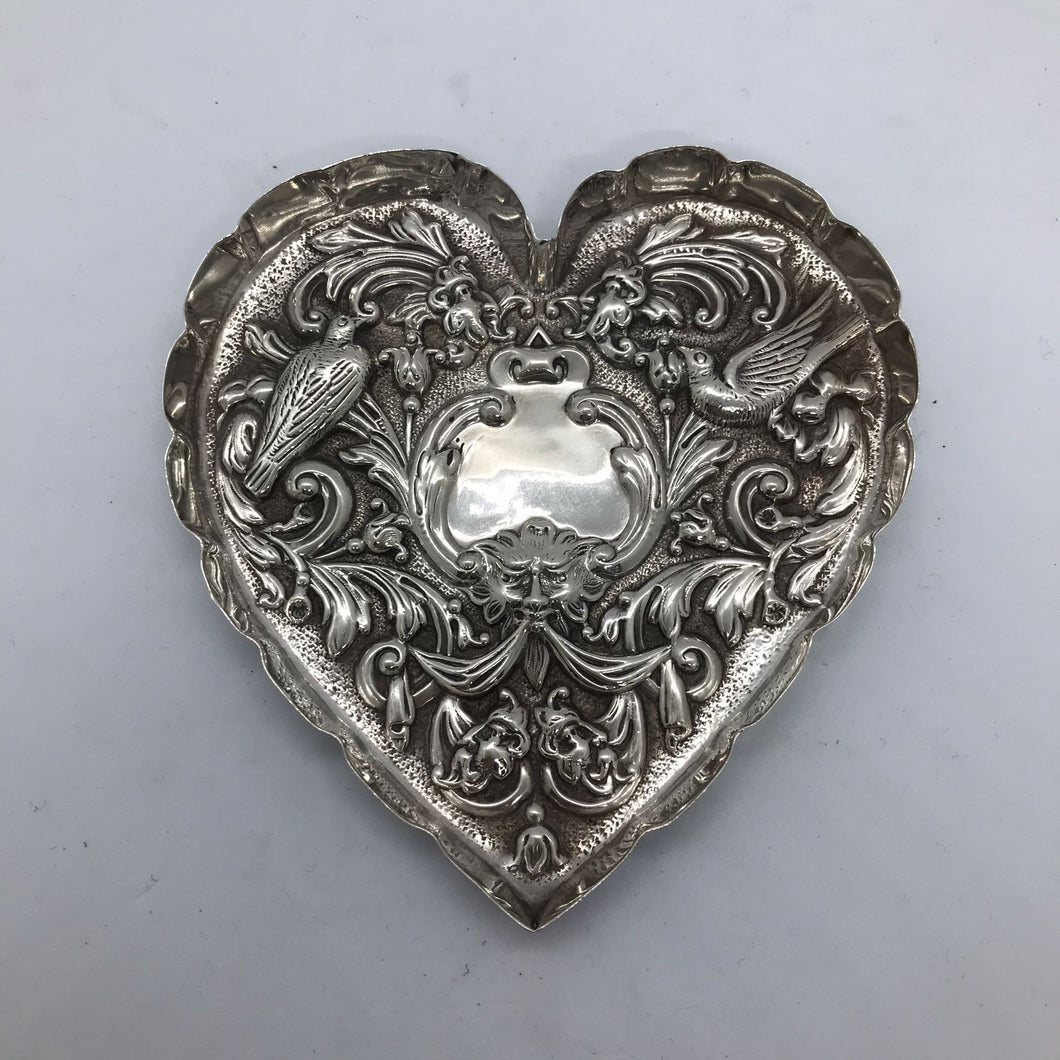 Victorian Heart Shaped Silver Trinket Dish William Comyns London 1899