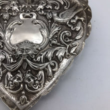 Load image into Gallery viewer, Victorian Heart Shaped Silver Trinket Dish William Comyns London 1899
