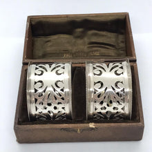 Load image into Gallery viewer, Pair of Edwardian Silver Napkin Rings Birmingham 1908
