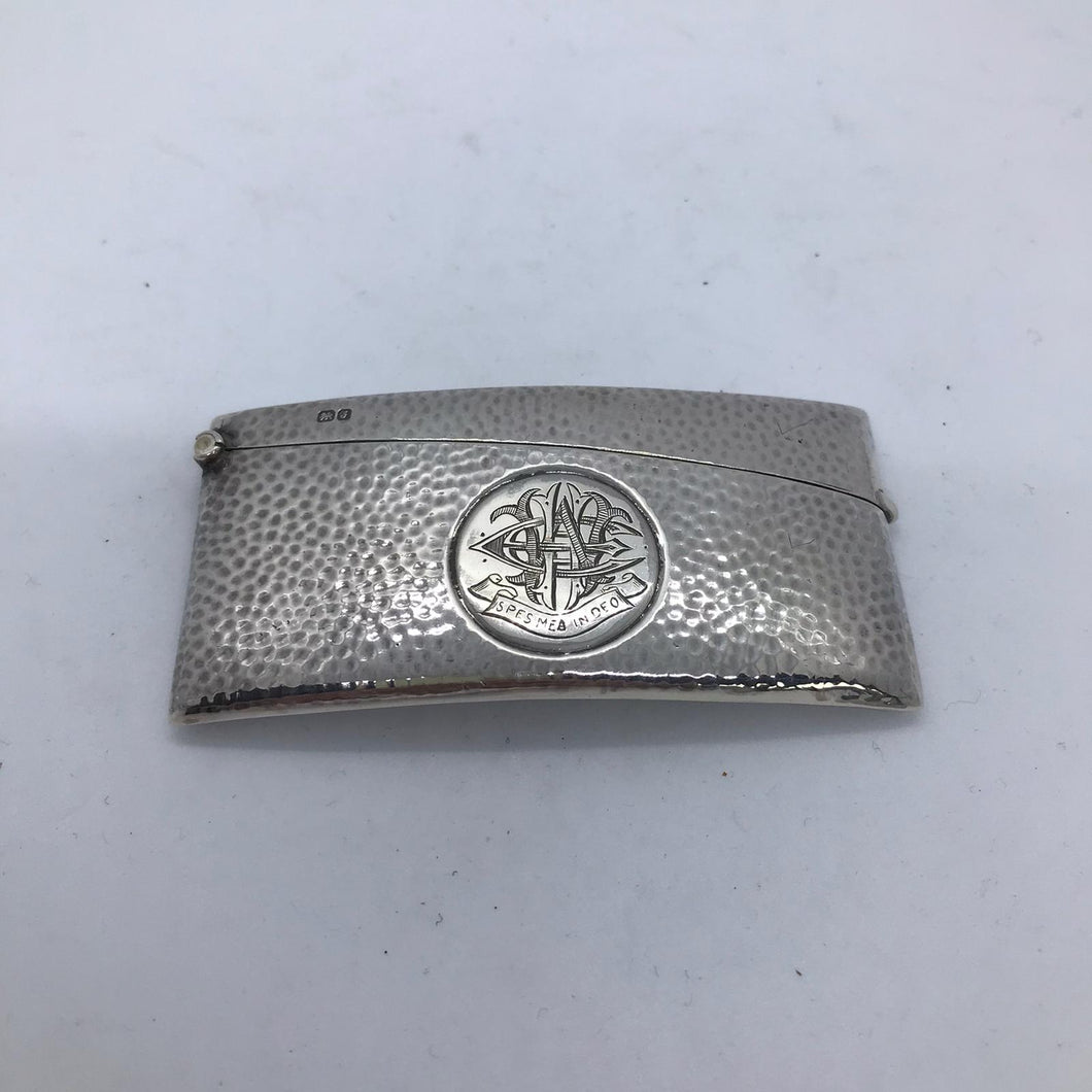 Edwardian Silver Curved Card Case with Planished Finish Chester 1907