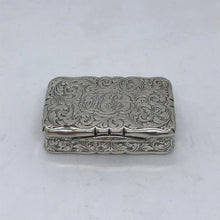 Load image into Gallery viewer, Victorian Solid Silver Hallmarked Snuff Box Nathaniel Mills Birmingham 1847
