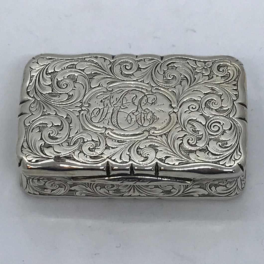 Victorian Solid Silver Hallmarked Snuff Box Nathaniel Mills Birmingham 1847