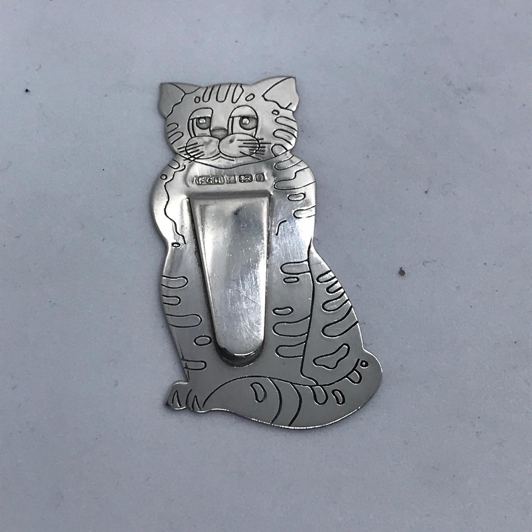 Hallmarked Solid Silver Cat Bookmark Birmingham 1992