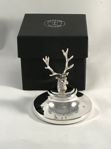 silver stag head paper weight with gift box