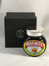 Load image into Gallery viewer, silver lid on marmite with gift box
