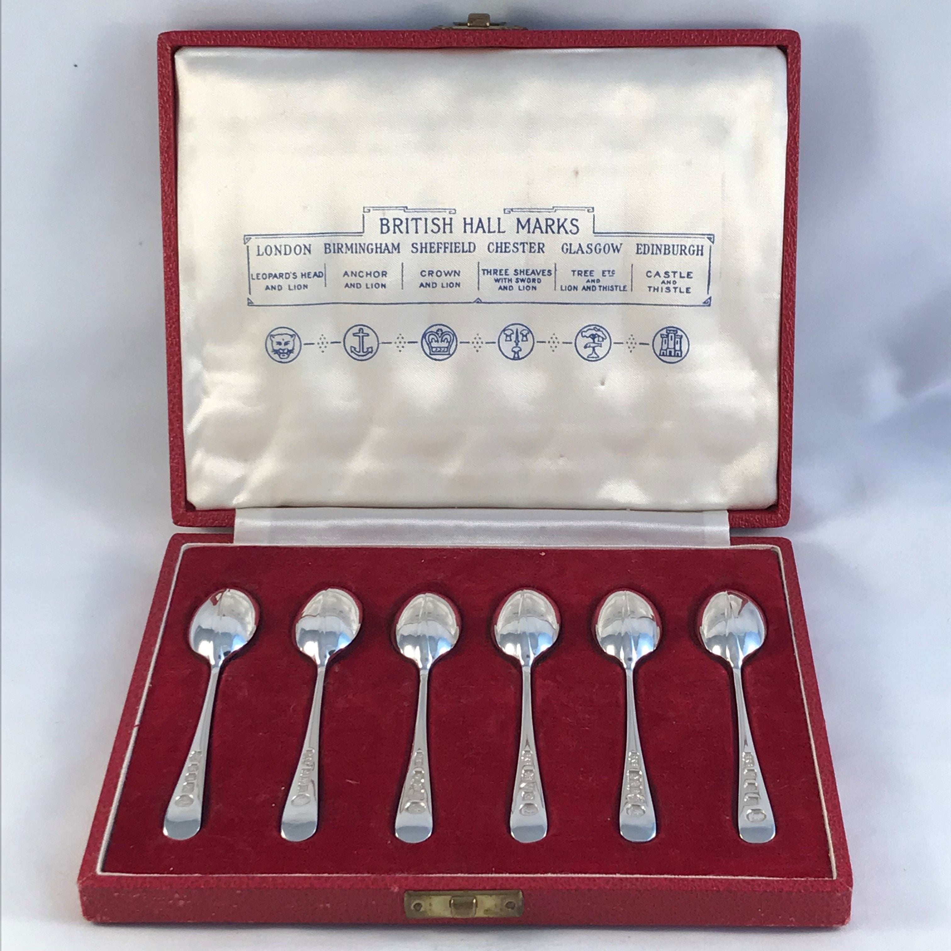 Boxed Set Of Silver Collectors Spoons British Hallmarks Queen Elizabet