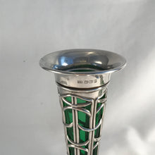 Load image into Gallery viewer, Pair Of Art Nouveau Silver And Glass Vases Sheffield 1909
